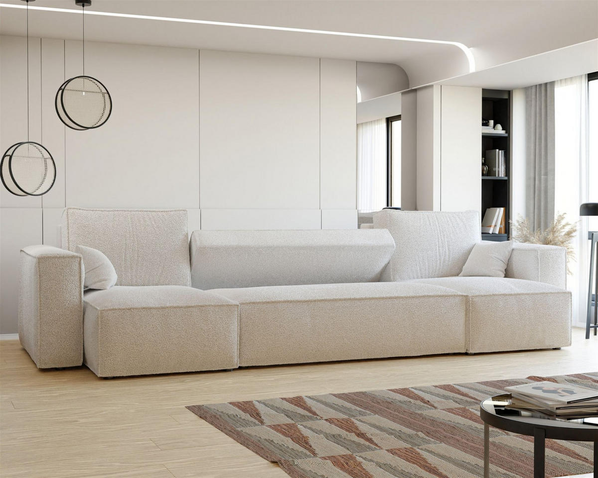 WOHNLANDSCHAFT Adara Schlaffunktion - Creme, Holzwerkstoff/Textil (312/83/145cm) - Fun Möbel