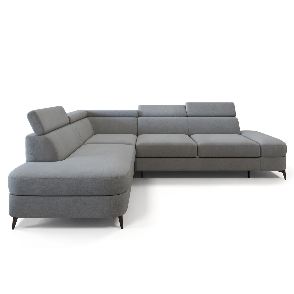 ECKSOFA AVISE MV L-S Grau Velours-Stoff mit Schlaffunktion - Grau, Holzwerkstoff/Textil (268/195cm) - MASSENO
