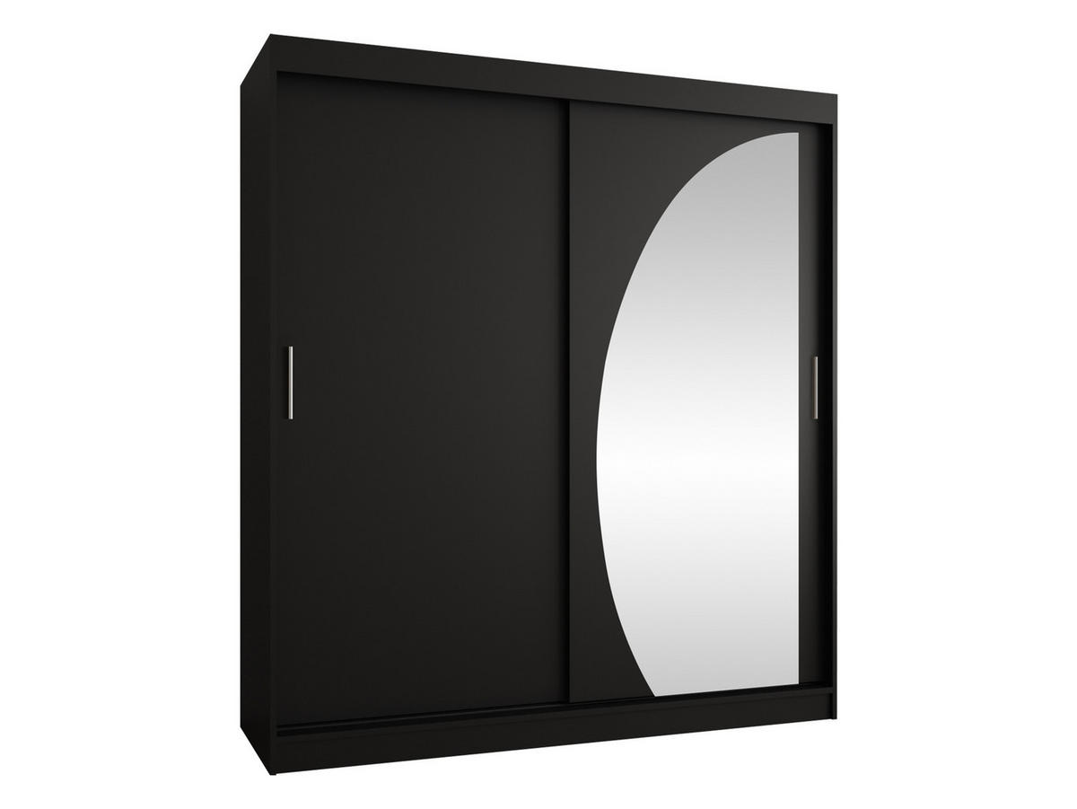 SCHWEBETÜRENSCHRANK Wika 180 cm mit Schubladen - Silberfarben/Schwarz, Holzwerkstoff/Kunststoff (180/200/62cm) - MIRJAN24