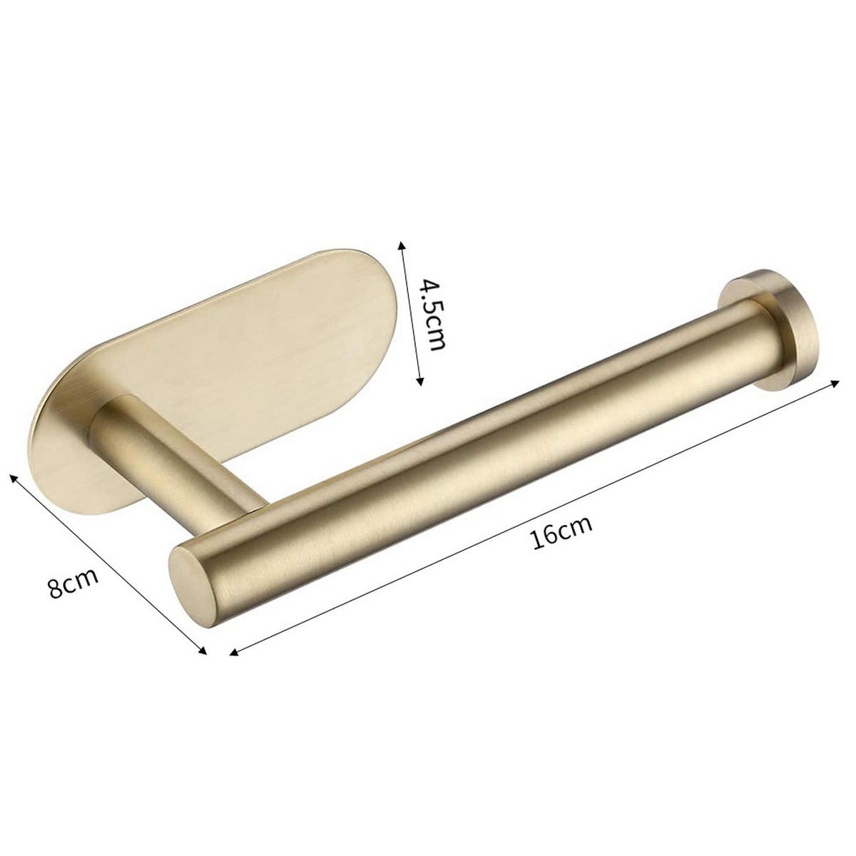 TOILETTENPAPIERHALTER 16/8/4.5 cm Selbstklebend Edelstahl Gold - Goldfarben, Metall (16/4.5/8cm) - Livingandhome