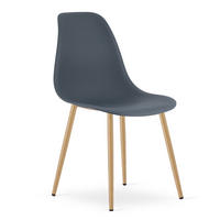 ESSZIMMERSTUHL KALEO Sitzfläche aus dunklem Schiefer, natürliche Beine - Schieferfarben/Naturfarben, Kunststoff (46/84/51cm) - Valora