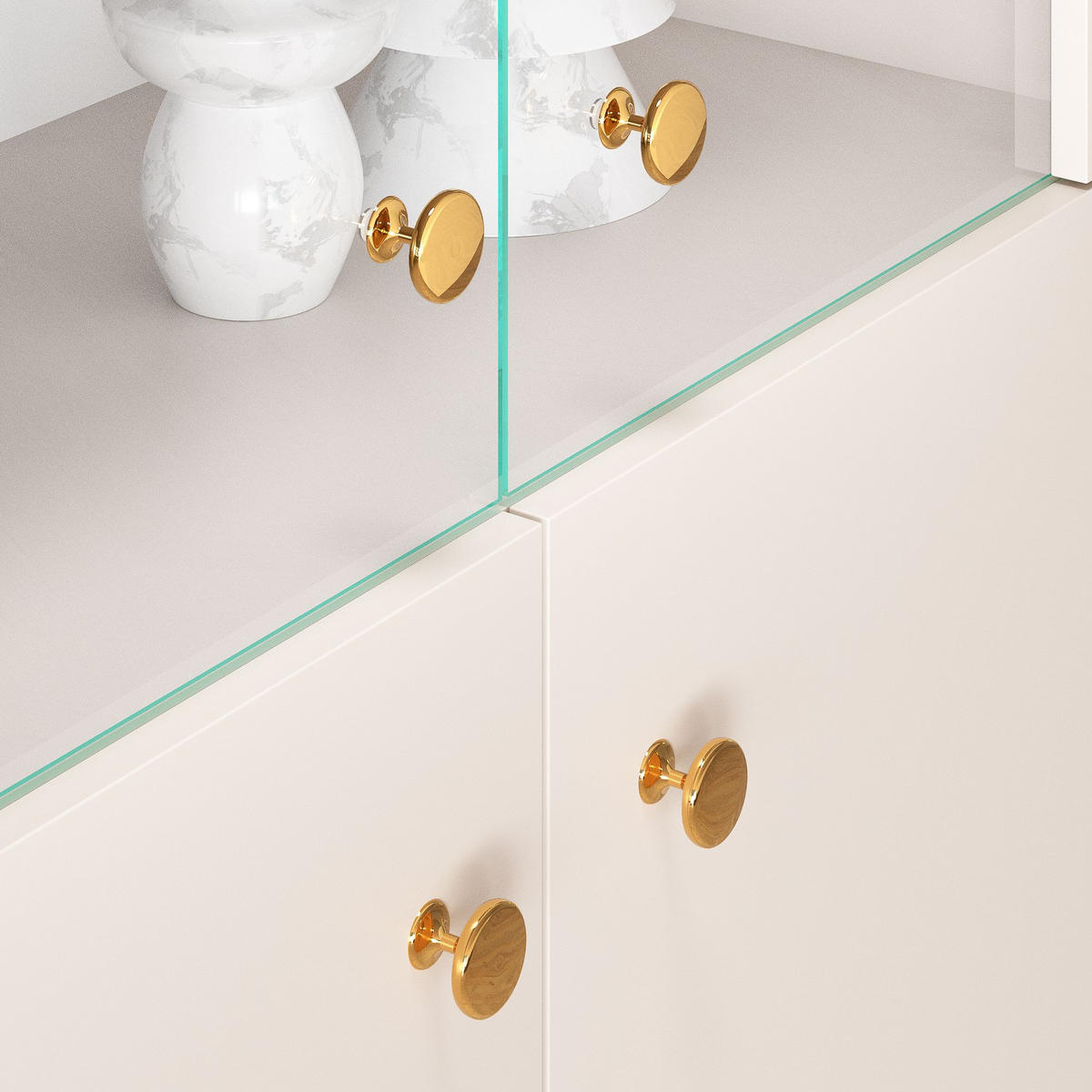 GLASVITRINE FRALIA,Creme - Creme, Glas/Holzwerkstoff (92/152/40cm) - KONSIMO®