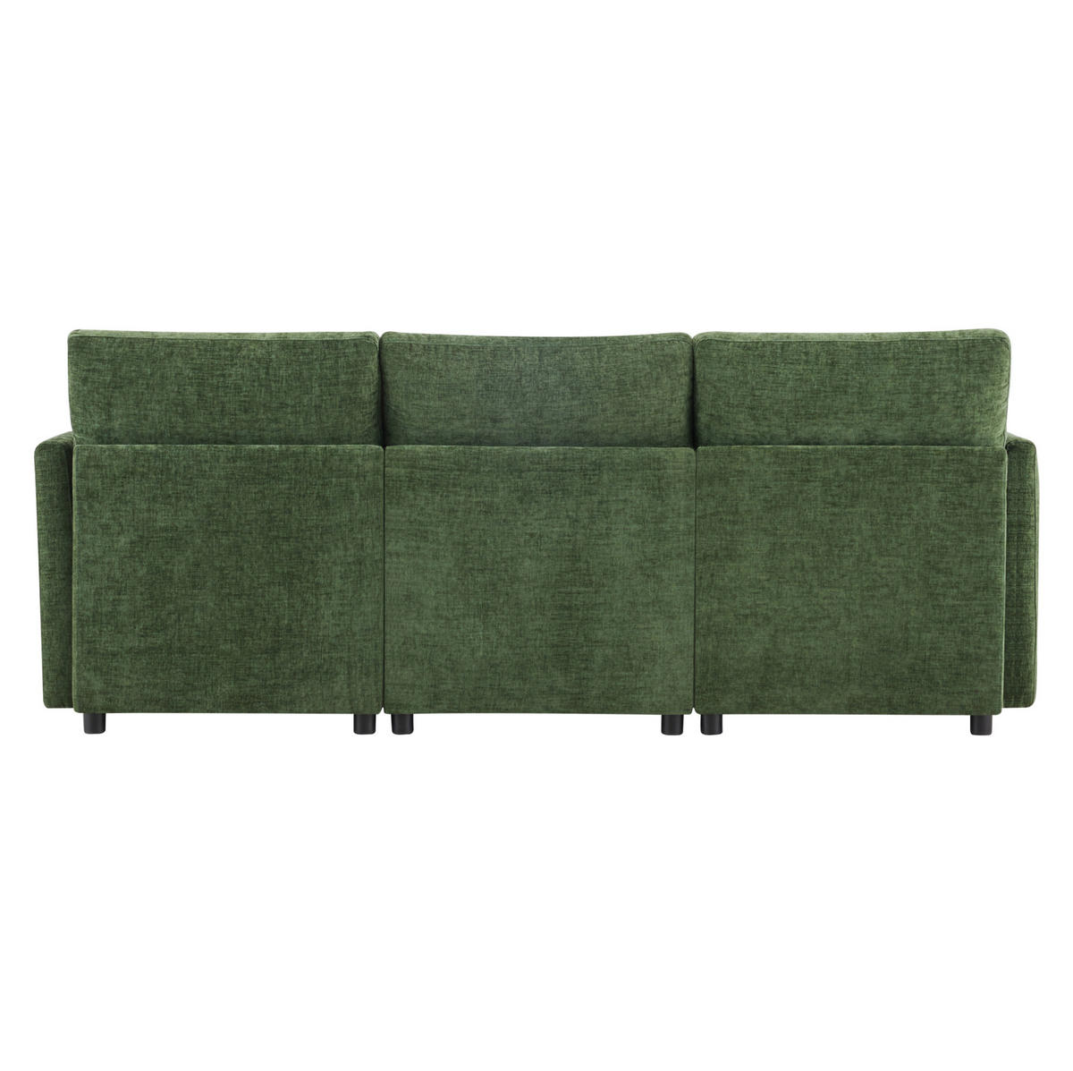 ECKSOFA aus Chenille 216x161x81 cm in Grün mit modularem Hocker - Grün, Textil (161/216cm) - Modfu