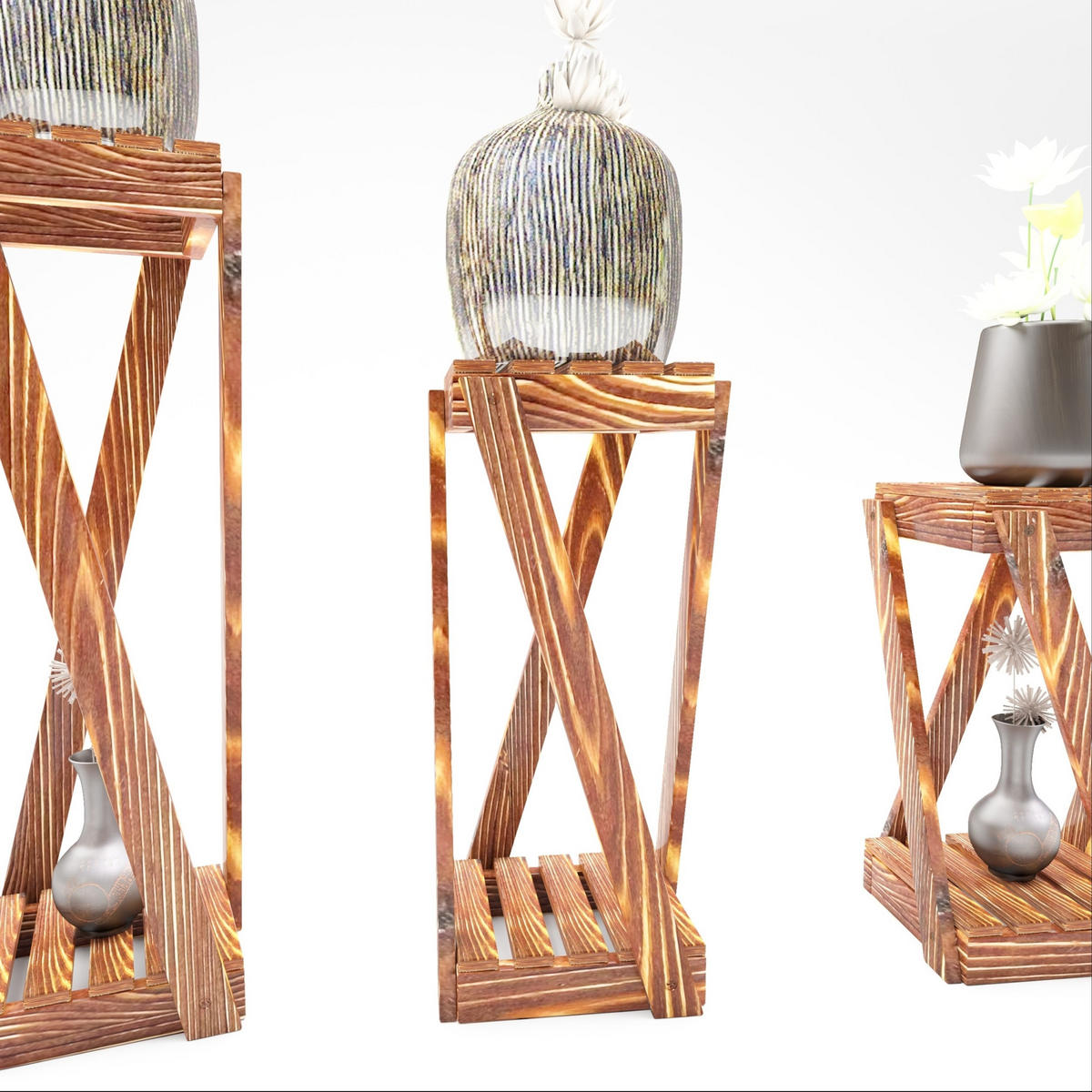 BEISTELLTISCH-SET 3 TLG. Muonio - Dunkelbraun, Holz (22/22/60cm) - [en.casa]