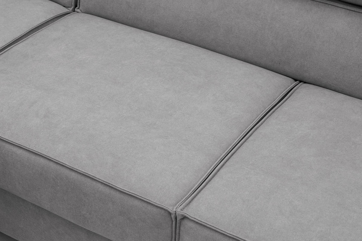 ECKSOFA PURE U Links mit Schlaffunktion 127x270 Velours Hellgrau - Hellgrau/Schwarz, Holz/Textil (340/204cm) - Muffo