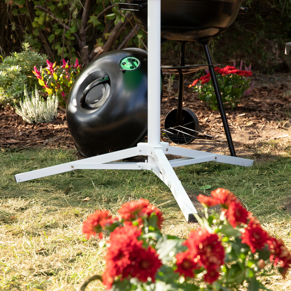 SONNENSCHIRMSTÄNDER - Weiß, Kunststoff/Metall (67/67cm) - Relaxdays