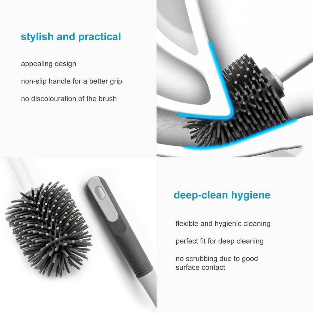 TOILETTENBÜRSTE Silikon - Weiß, Kunststoff (10/47/10cm) - Intirilife