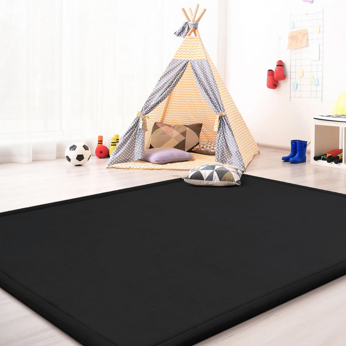 KINDERTEPPICH Schwarz 120 x 160 cm - Schwarz, Kunststoff (120/160cm) - TT Home
