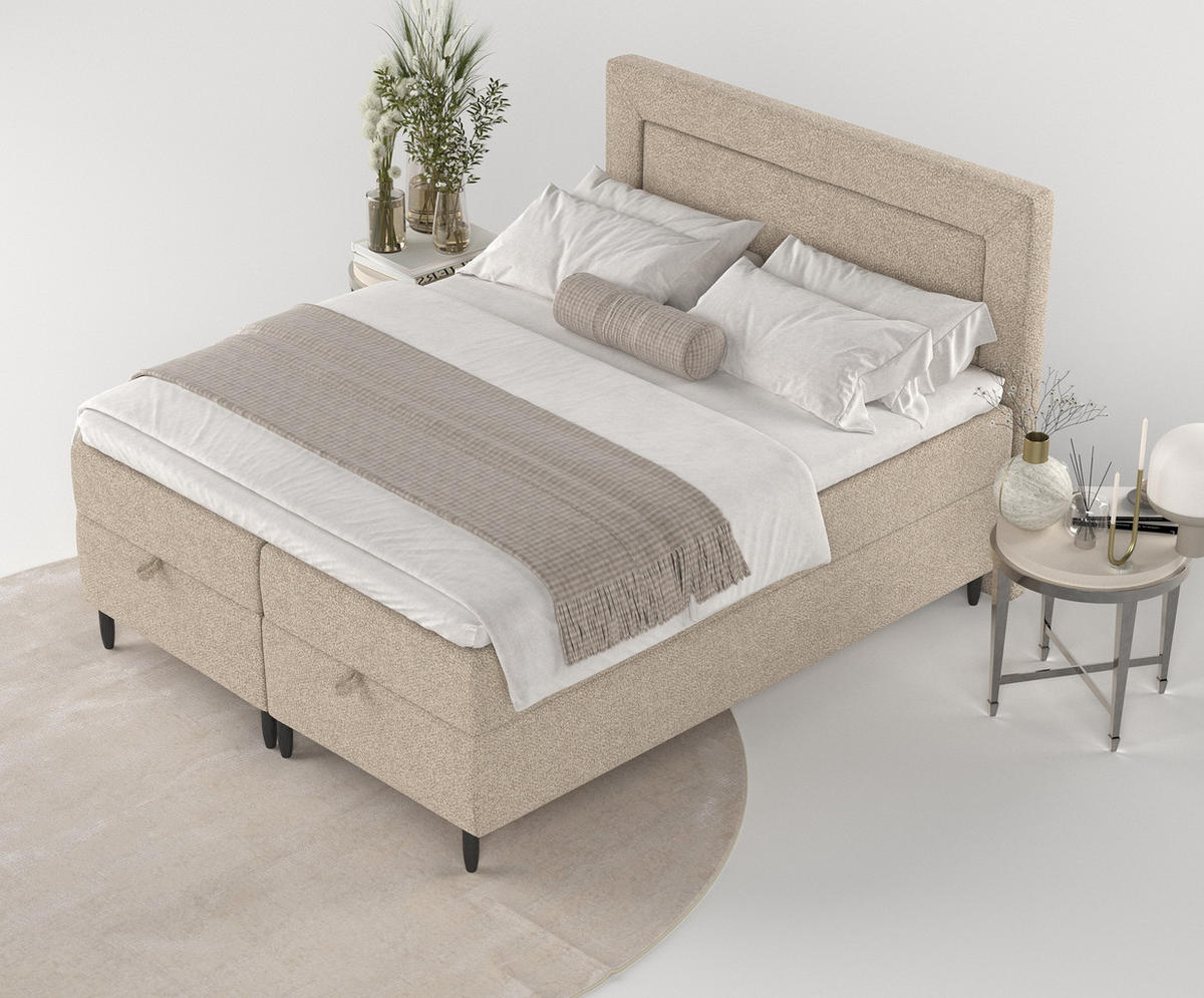 BOXBETT Nea Beige 200/200 cm - Beige/Schwarz, Holz/Holzwerkstoff (200/200cm) - Maison de Reve