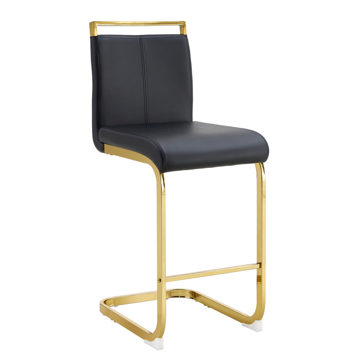 BARHOCKER 2er-Set Schwarz/Gold mit Fußstütze - Schwarz, Metall (46.5/96.5/39cm) - MIVRAY