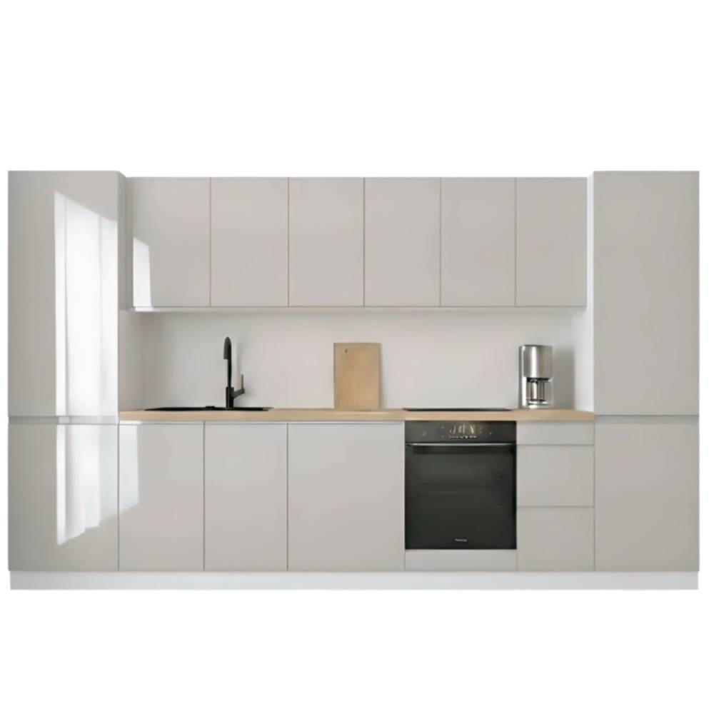 KÜCHENZEILE 360 cm - Aspen KA10-M360 - in Grau/Hochglanz - Grau, Holz (360/212/58cm)