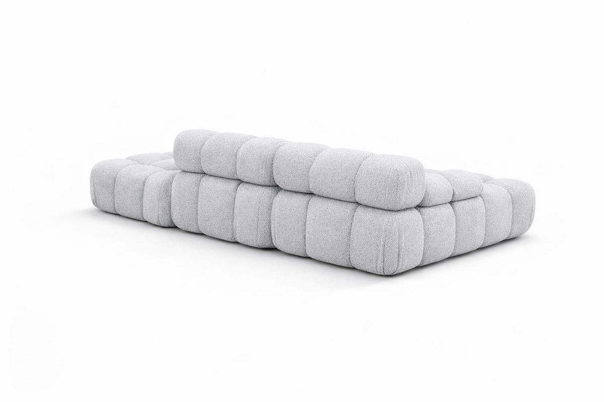 ECKSOFA L-Form Modular Mit Hocker, Bouclé-Stoff Abriamo, Hellgrau, Rechts, Selia - Hellgrau, Holz (285/160cm) - Kaiser Möbel