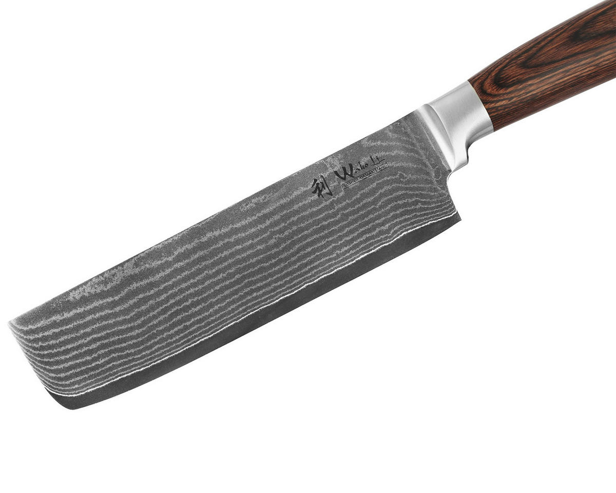 NAKIRI Messer Damastmesser I EDIB - Braun, Holz/Metall (30cm) - Wakoli