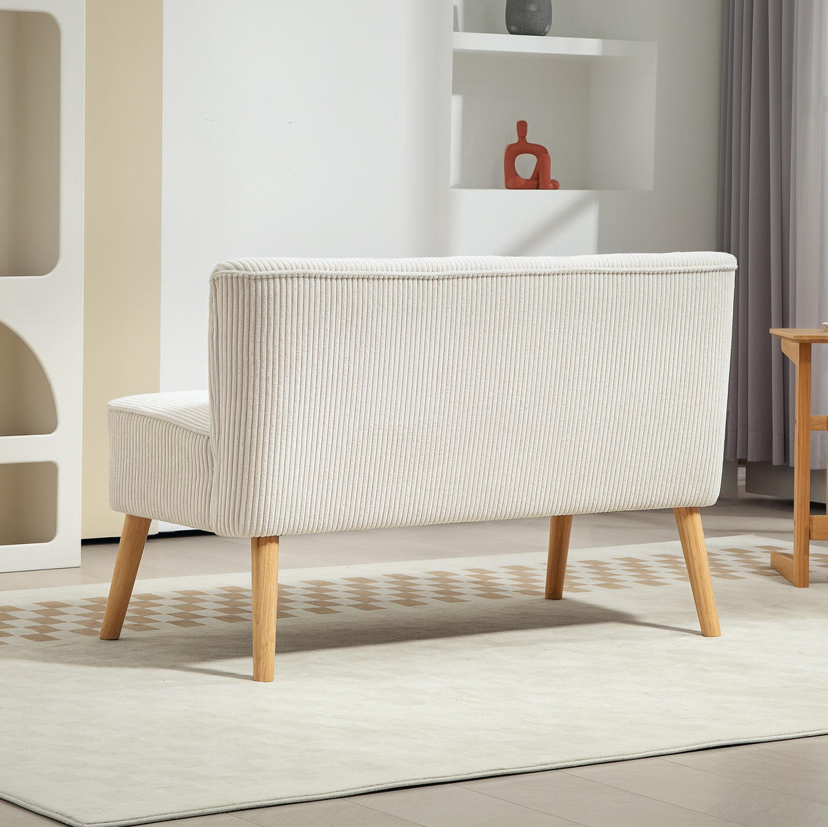 SOFA 2-Sitzer mit Holzrahmen 117 cm Cremeweiß - Weiß, Holzwerkstoff (117/77/56.5cm) - Meubliv