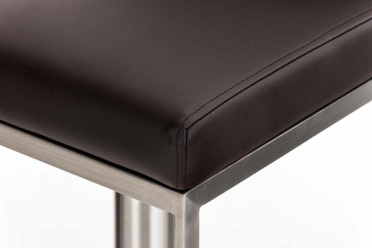 BARHOCKER 2er Set Lederlook Braun - Edelstahlfarben/Braun, Textil/Metall (42/86/44cm) - CLP