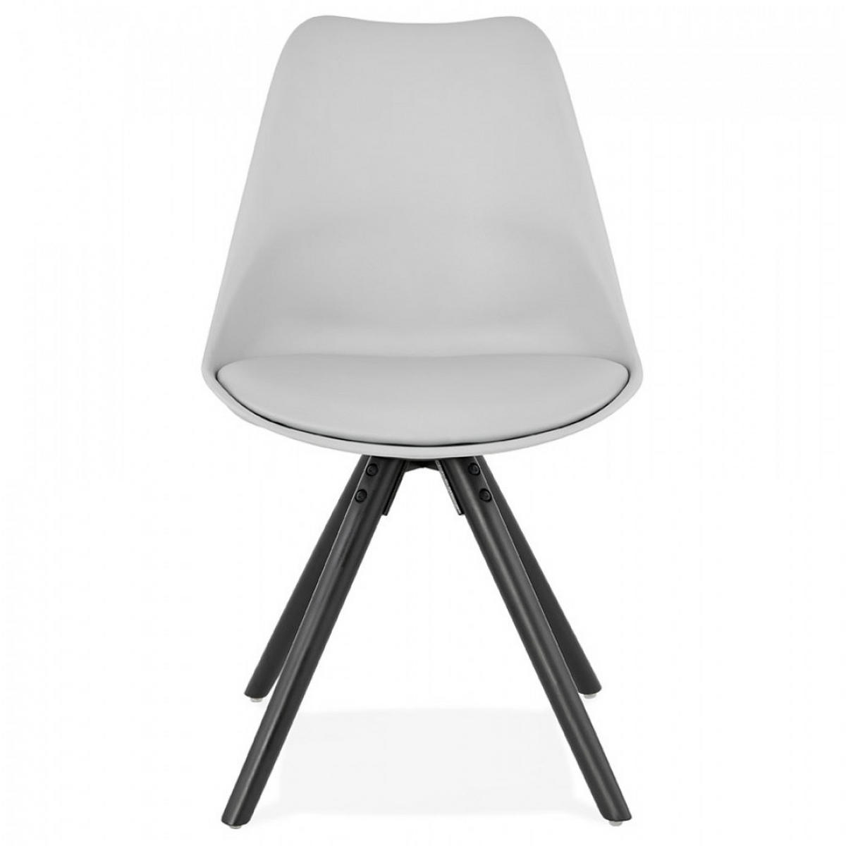 STUHL grau 48x82x56cm - Schwarz/Grau, Leder/Holz (48/82/56cm) - AlterEgo