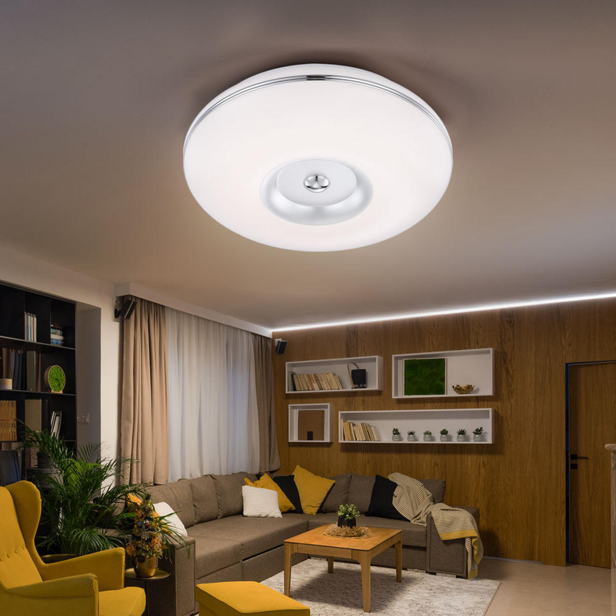 LED DECKENLEUCHTE BOMBA Aluminium Nickel-matt Weiß - Weiß, Metall (40/40/9.5cm) - Globo Lighting