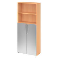 REGALSCHRANK - 5 Ordnerhöhen 35/80/188 cm in Buchefarben/Silberfarben - Buchefarben/Silberfarben, Holzwerkstoff (80/188/35cm) - bümö