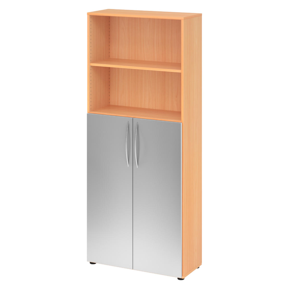 REGALSCHRANK - 5 Ordnerhöhen 35/80/188 cm in Buchefarben/Silberfarben - Buchefarben/Silberfarben, Holzwerkstoff (80/188/35cm) - bümö