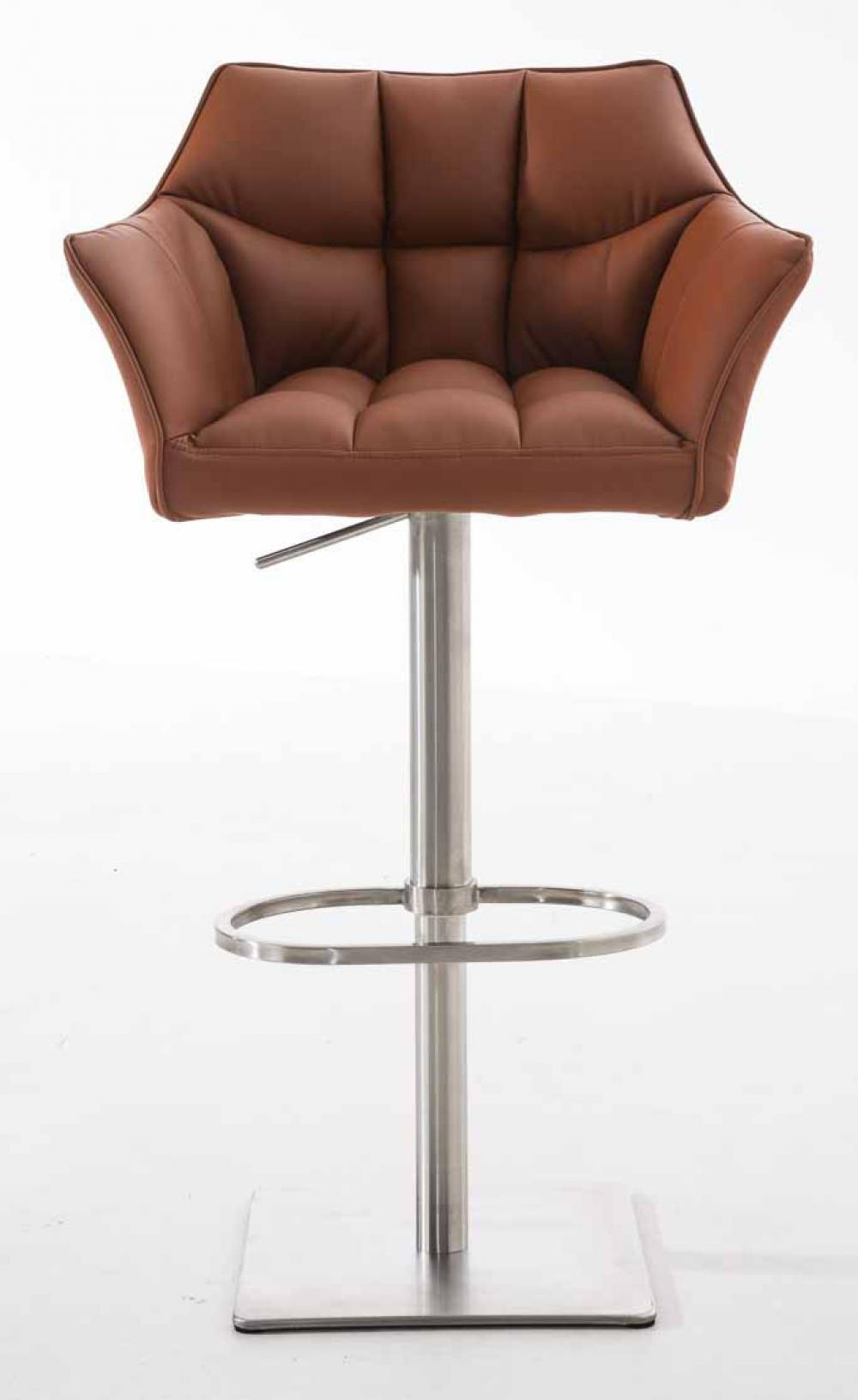 BARHOCKER 2er Set Lederlook Hellbraun - Hellbraun/Edelstahlfarben, Textil/Metall (64/88/45cm) - CLP