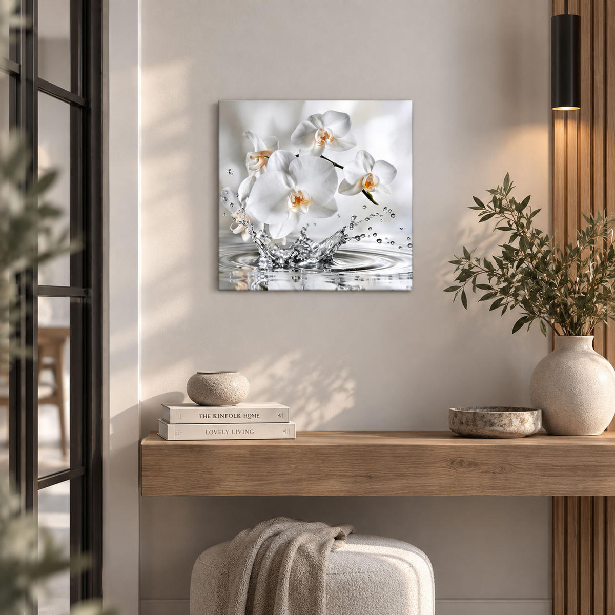 GLASBILD 50x50 cm Blumen Orchideen weiß-silber - Silberfarben, Glas (50/50cm) - artissimo