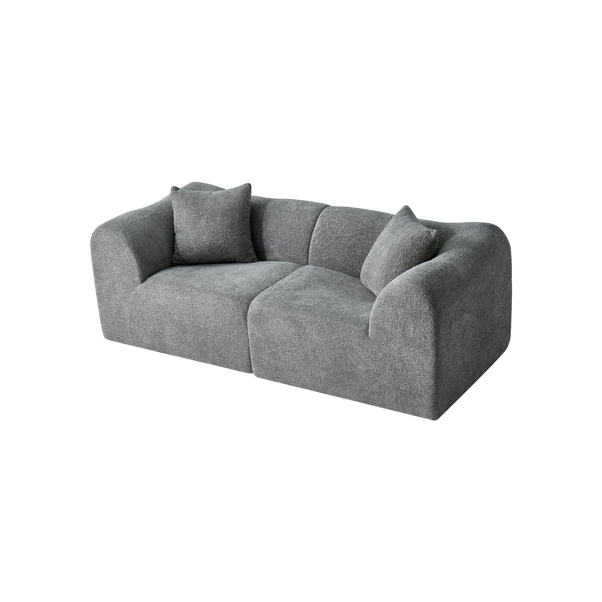 2-SITZER-SOFA DE-35249 mit 2 Kissen Grau - Grau, Textil (87/67/194cm) - ComfortXL