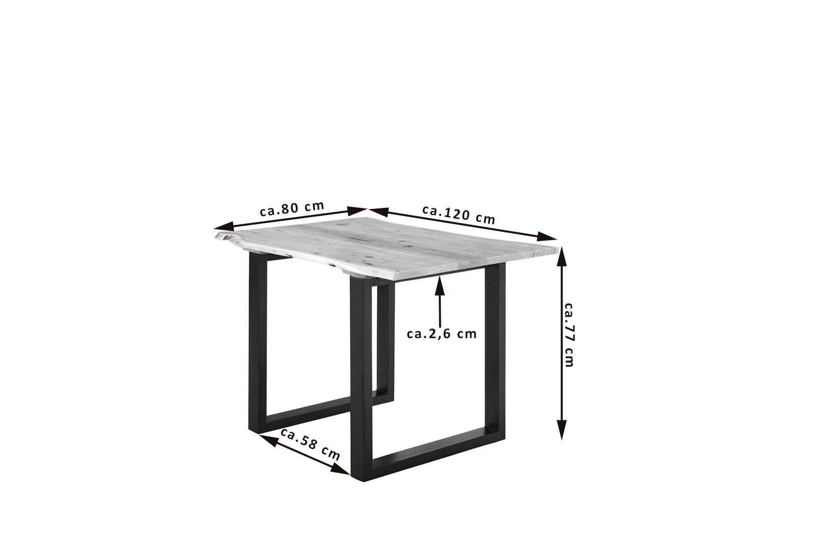 ESSTISCH LUBIN - Beige/Schwarz, Holz/Metall (80/120/77cm) - SAM