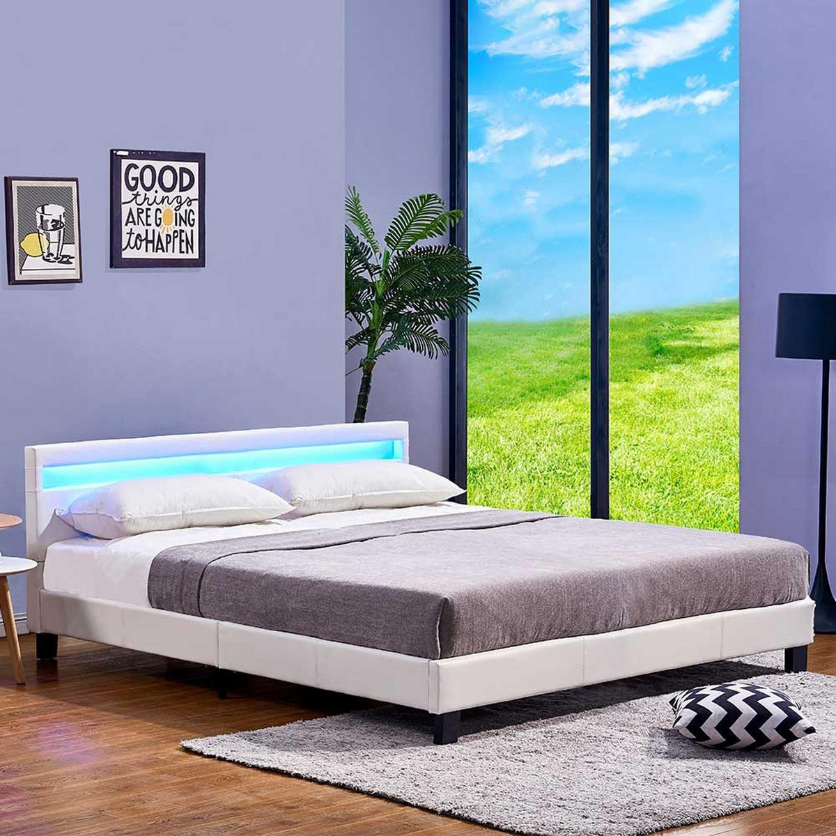 LED BETT ASTRO - Weiß, 180 x 200 cm - Weiß, Kunststoff - Home Deluxe