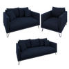 SITZGARNITUR 3+2+1 Harmony Marineblau Chenille - Schwarz/Dunkelblau, Holz/Textil (200/85/100cm) - S-Style Möbel