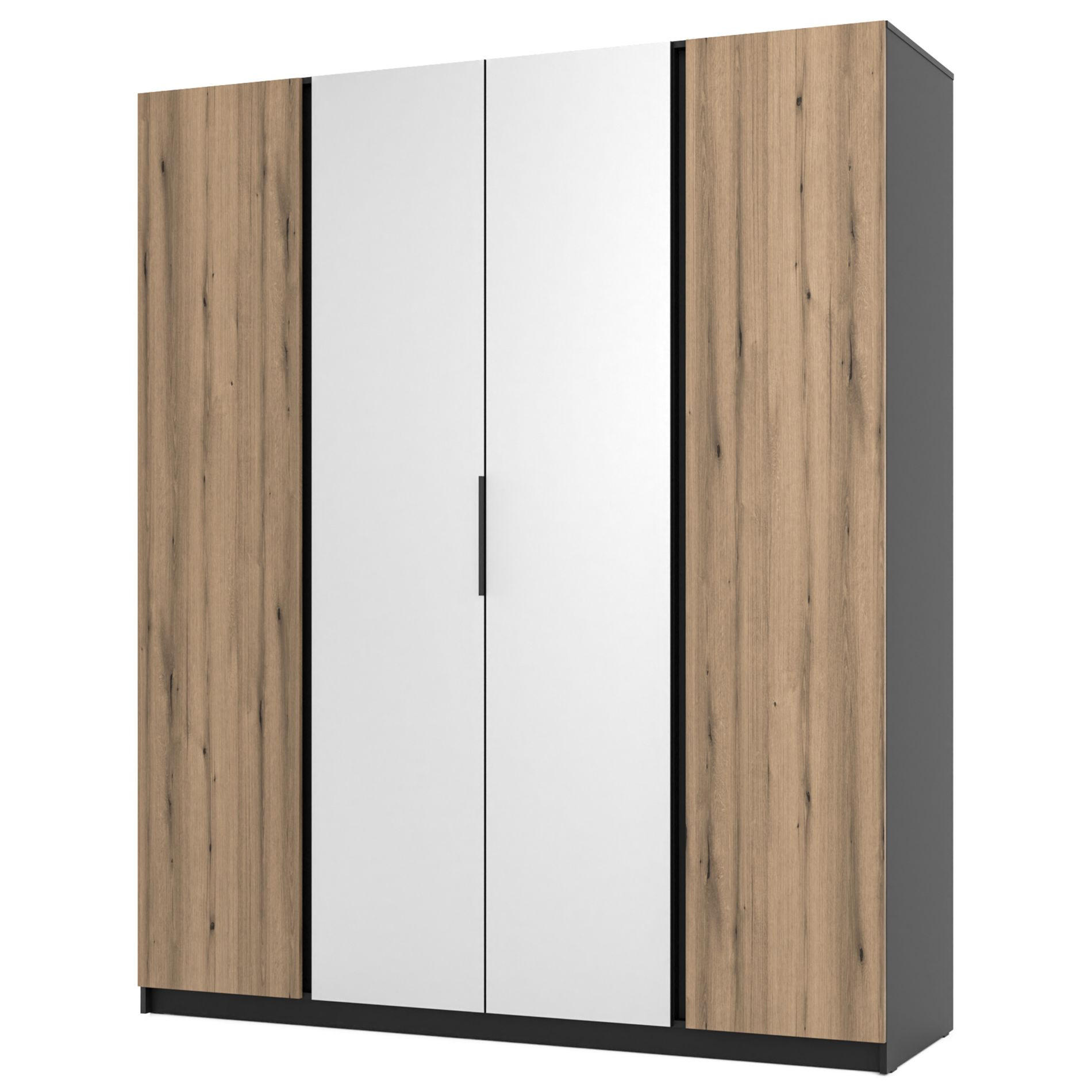 KLEIDERSCHRANK Kaja Eiche/ Schwarz 200 cm - Eichefarben/Schwarz, Holzwerkstoff/Metall (200/239/61.9cm) - Selsey