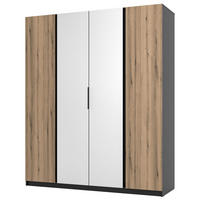 KLEIDERSCHRANK Kaja Eiche/ Schwarz 200 cm - Eichefarben/Schwarz, Holzwerkstoff/Metall (200/239/61.9cm) - Selsey
