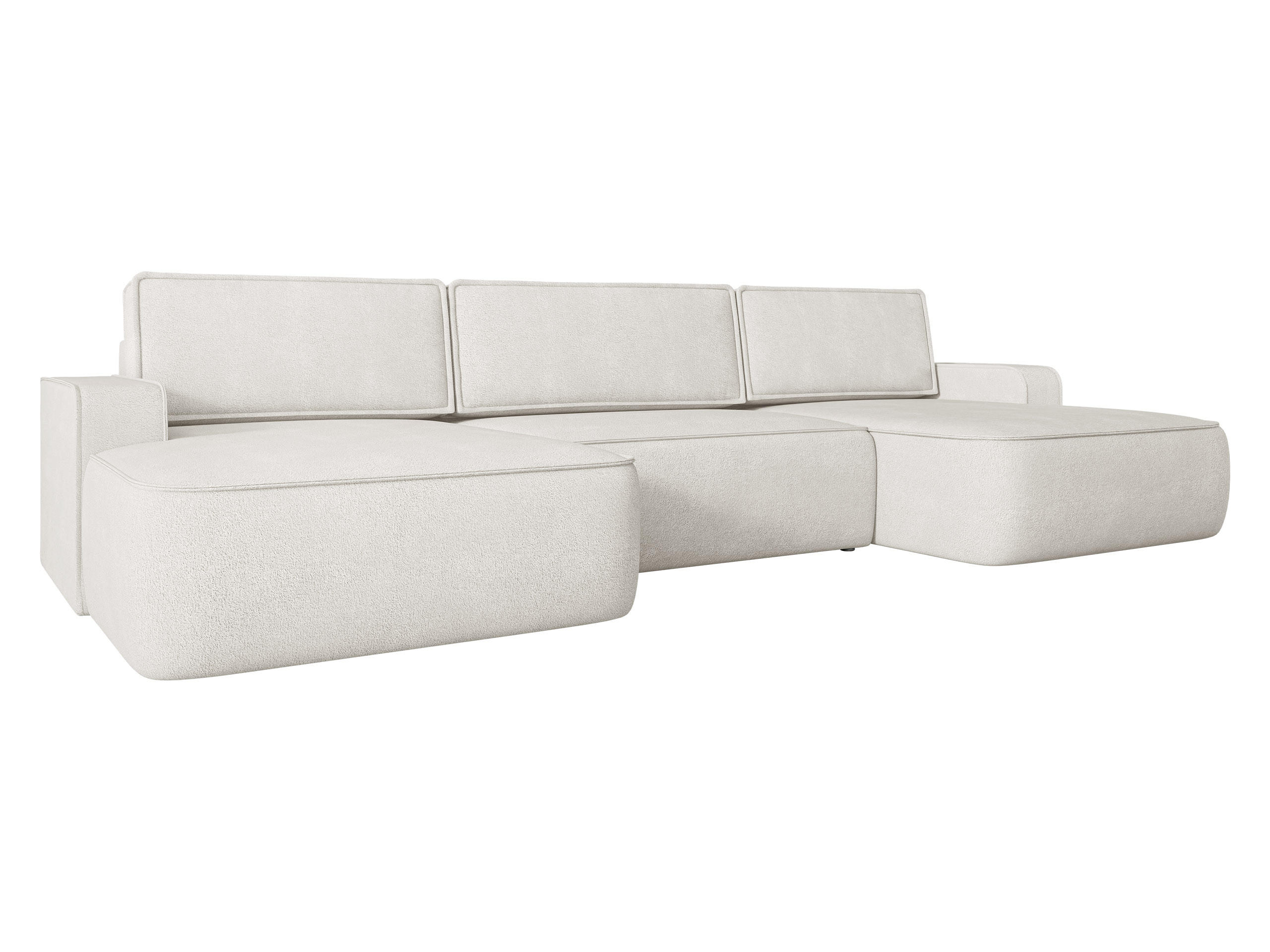 WOHNLANDSCHAFT Mono U - Creme/Schwarz, Holz/Kunststoff (364/87/168cm) - MIRJAN24