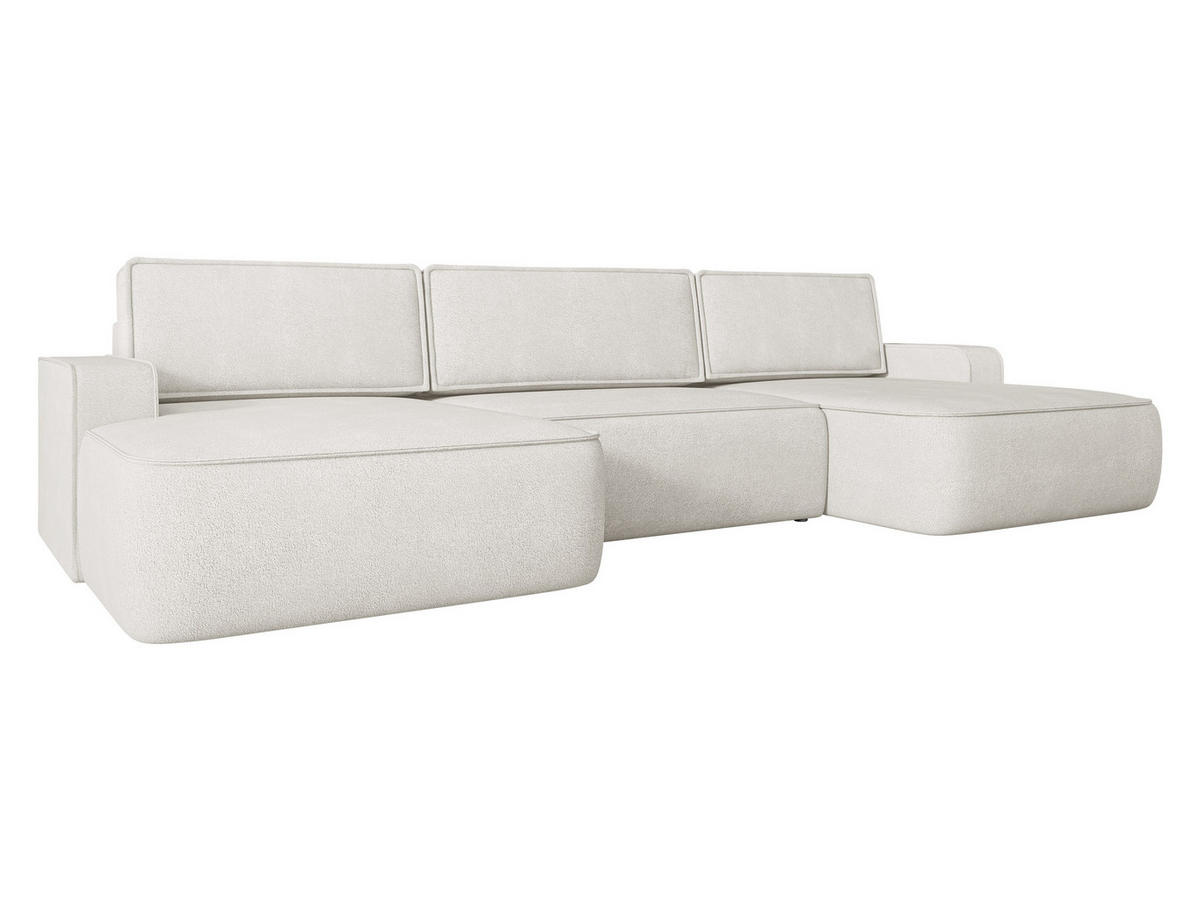 WOHNLANDSCHAFT Mono U - Creme/Schwarz, Holz/Kunststoff (364/87/168cm) - MIRJAN24