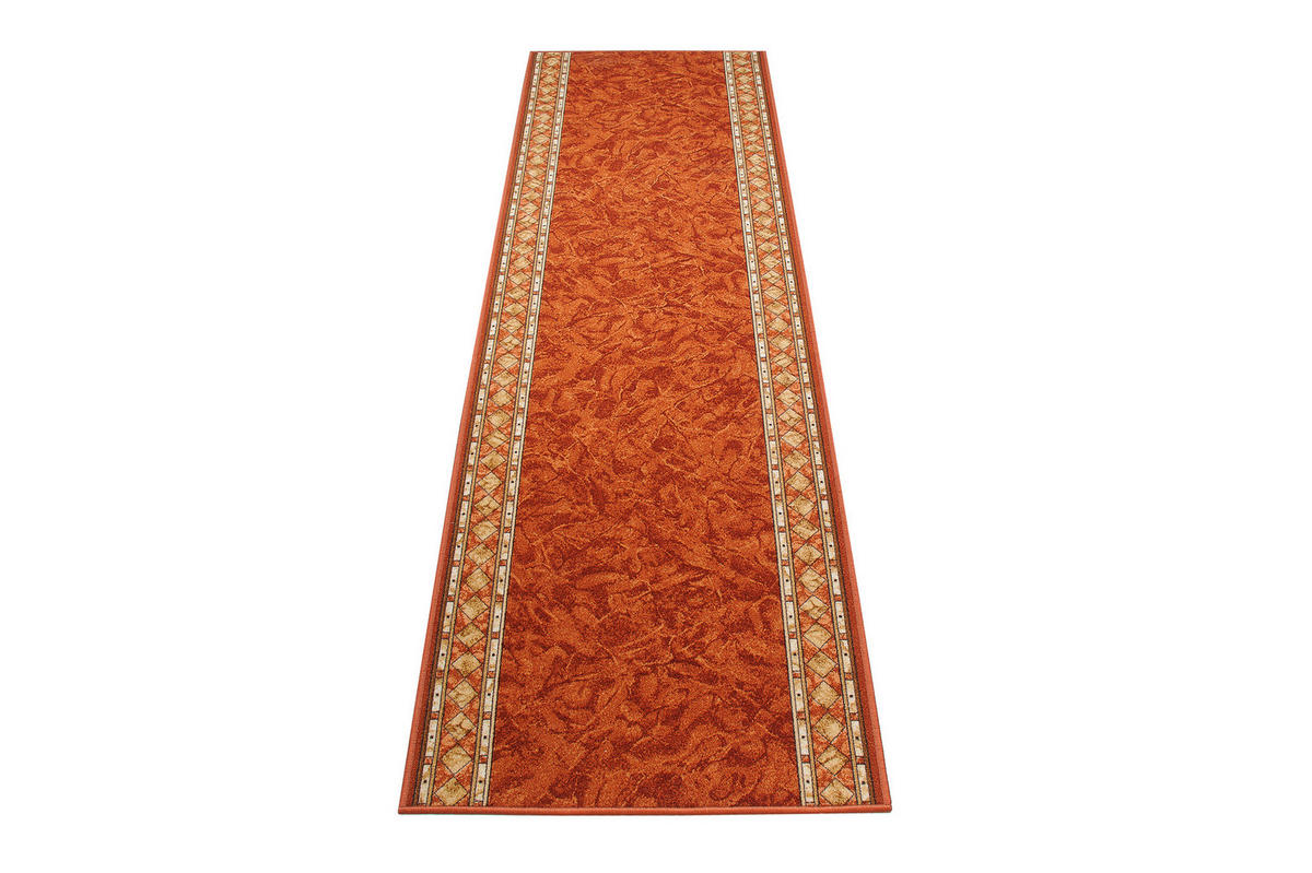 TEPPICHLÄUFER Anti-Rutsch Dunkelorange Braun rutschfest Gummiunterlage 80/1400 cm - Braun/Orange, Textil (80/1400cm) - Tapiso