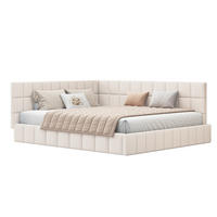 POLSTERBETT 160/200 cm beige aus Stoff mit umbaubarer Rückenlehne - Beige, Textil (160/200cm) - OKWISH