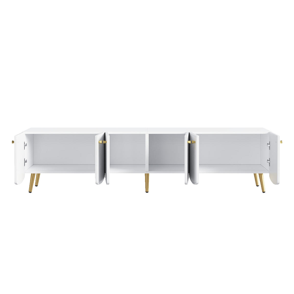 TV-LOWBOARD 180cm 6 Türen Gold Beine Weiß Modern - Multicolor, Holzwerkstoff (180/45/40cm) - FLIEKS