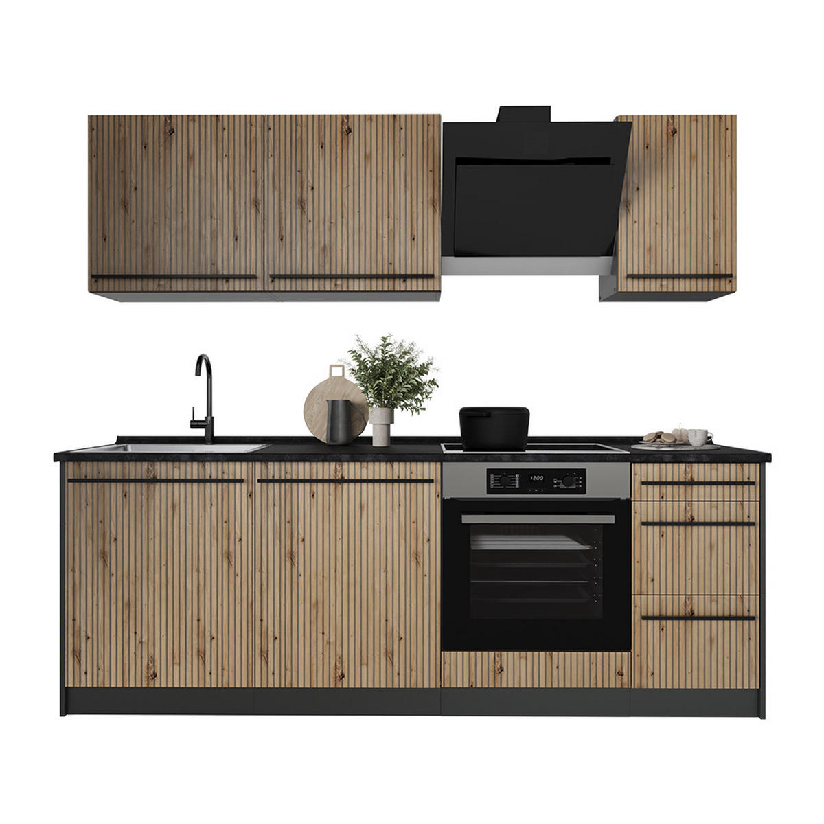 KUCHYŇSKÝ KOUT R-Line, Řemeslný dub/Antracit, 220 cm, PD Antracit - antracitová/dub artisan, kompozitní dřevo (220/81.6/46cm) - Vicco