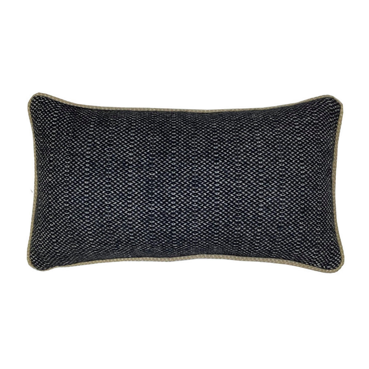 WOLLKISSEN recycelte Wolle Struktur Rabenschwarz 35x60 - Schwarz, Textil (60/35/12cm) - Malagoon