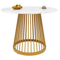 ESSTISCH 80x80x76 cm in Gold und Weiß aus MDF mit Marmoroptik - Weiß, Holzwerkstoff (80/80/76cm) - Modfu