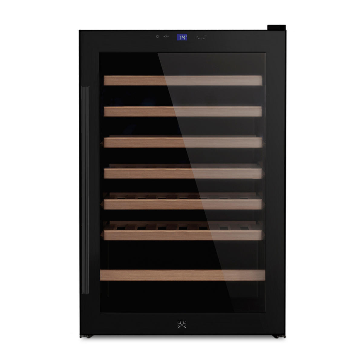 WEINKÜHLSCHRANK CAVCB48 Schwarz, 48 Flaschen, 128L, 6 Holzregale, Thermodynamische Kühlung, LED, Anti-UV - Schwarz, Metall (54/84/54.7cm) - Les Petits Champs