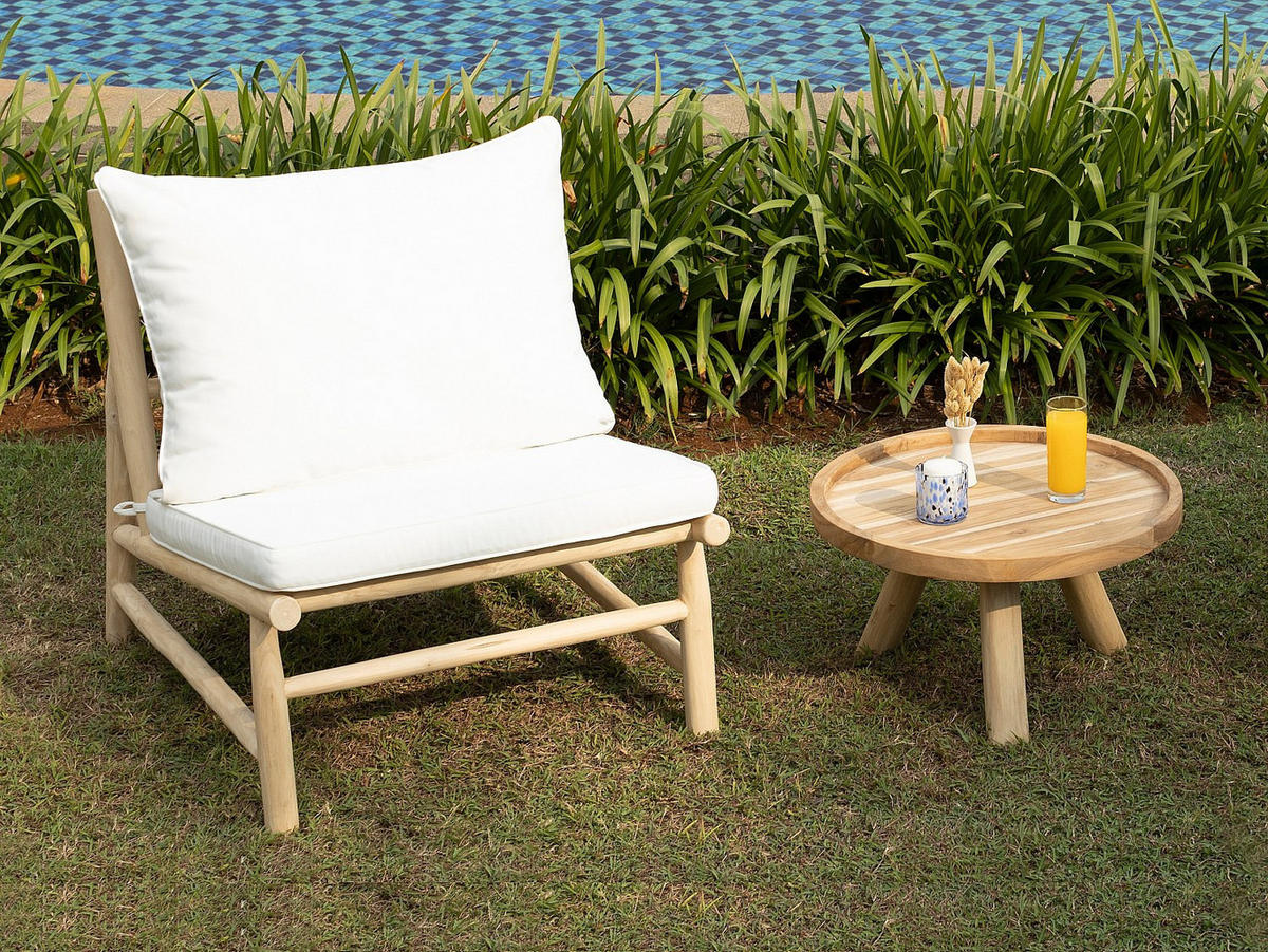 GARTENBEISTELLTISCH - 55 cmcm x 55 cmcm - Holz, Platte - Naturfarben Hell - TULUM - Naturfarben, Holz (55/55/30cm) - Vente-Unique