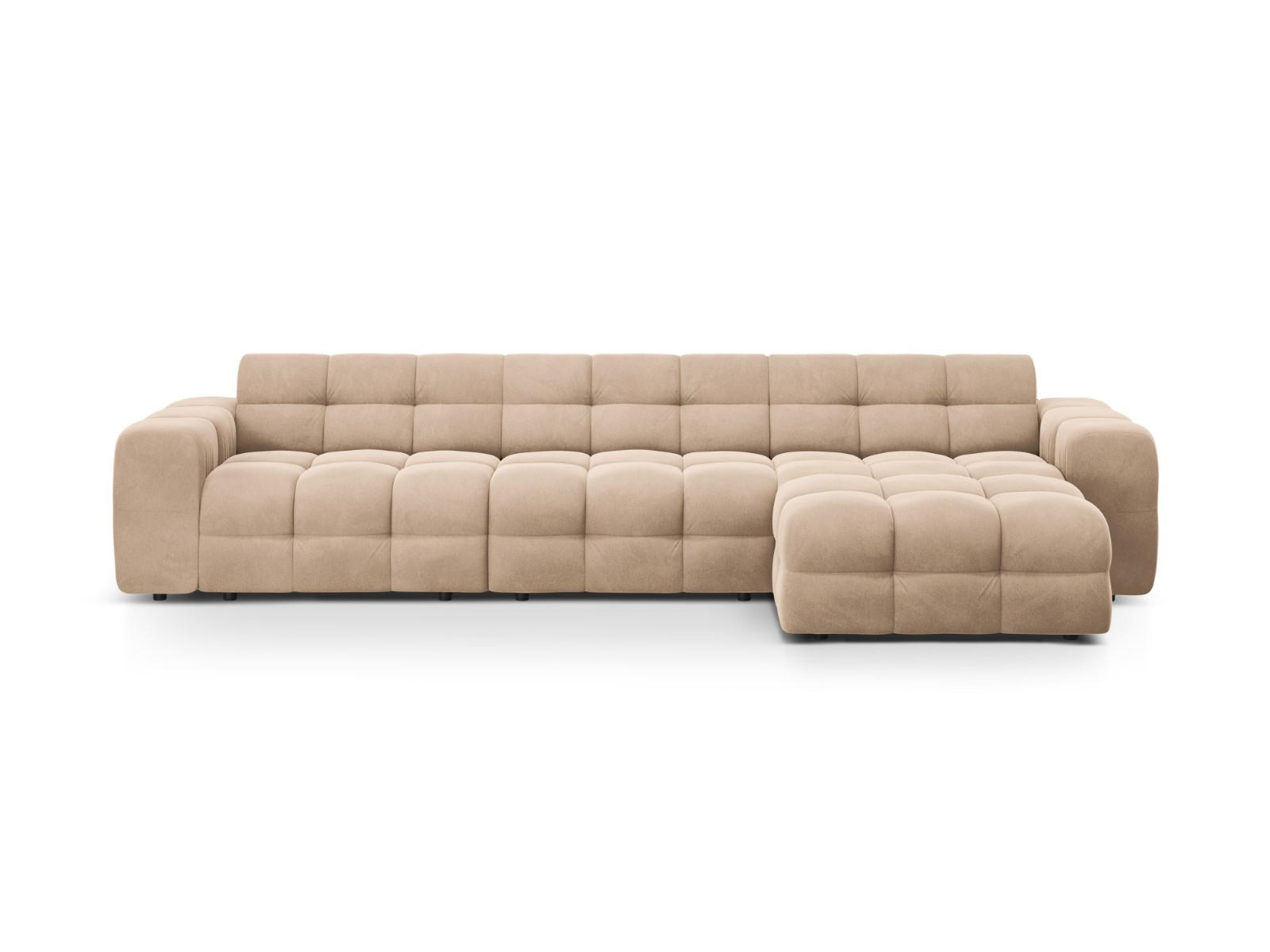 ECKSOFA rechts Kendal aus Samt mandelbeige 5 Sitzplätze - Beige, Textil (173/357cm) - Micadoni