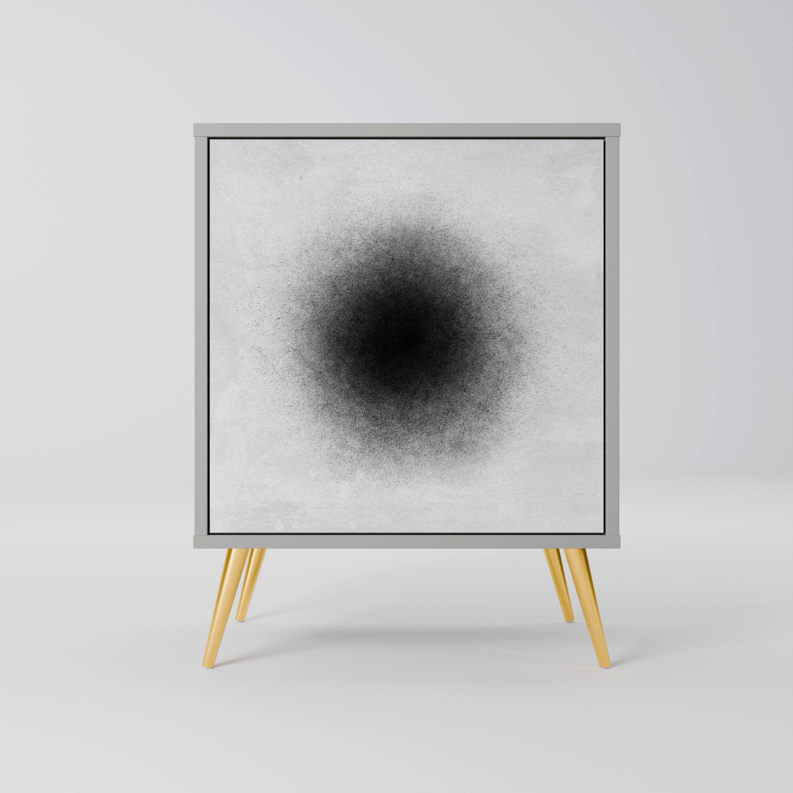 SIDEBOARD BLACK HOLE, Grau, 57,5x42x75,5 cm, Goldfarbene Metallfüße - Goldfarben/Multicolor, Holzwerkstoff/Metall (57.5/75.5/42cm) - SpaceRebels