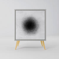 SIDEBOARD BLACK HOLE, Grau, 57,5x42x75,5 cm, Goldfarbene Metallfüße - Goldfarben/Multicolor, Holzwerkstoff/Metall (57.5/75.5/42cm) - SpaceRebels