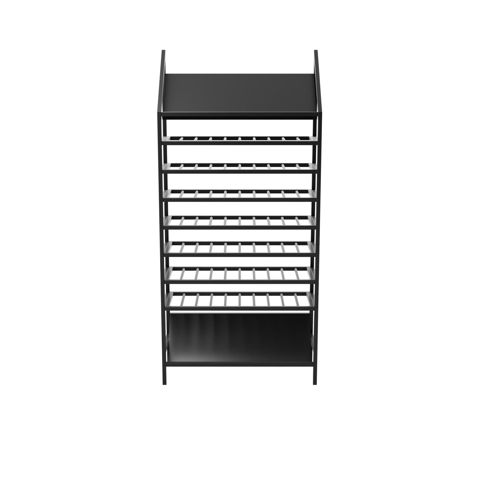 WEINREGAL Burgundy für 80 Flaschen, Metall, schwarz - Schwarz, Metall (80/170/30cm) - Metalo Pro