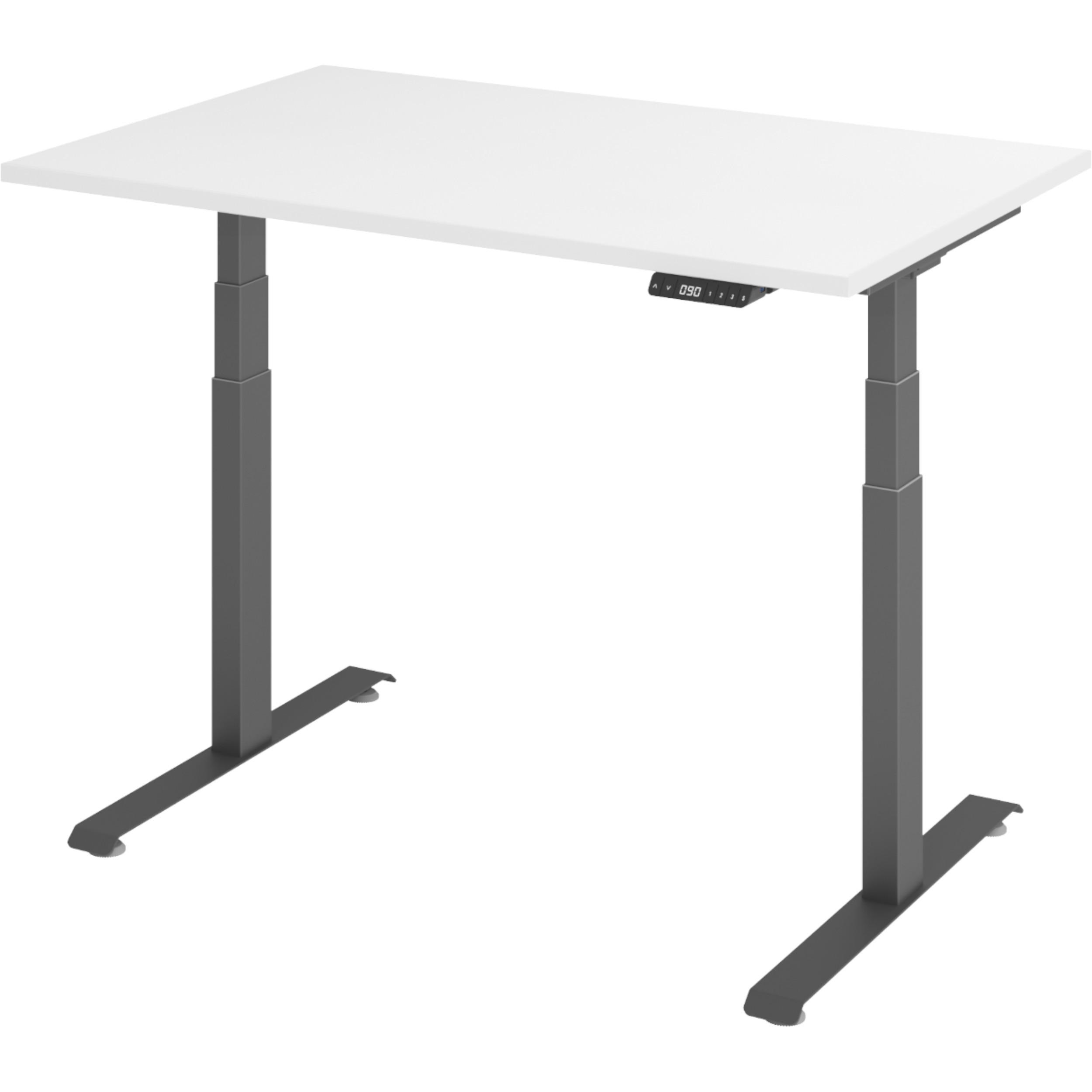 SCHREIBTISCH elektrisch 80/120/74 cm in Weiß/Graphitfarben - Graphitfarben/Weiß, Holzwerkstoff (80/120/74cm) - bümö