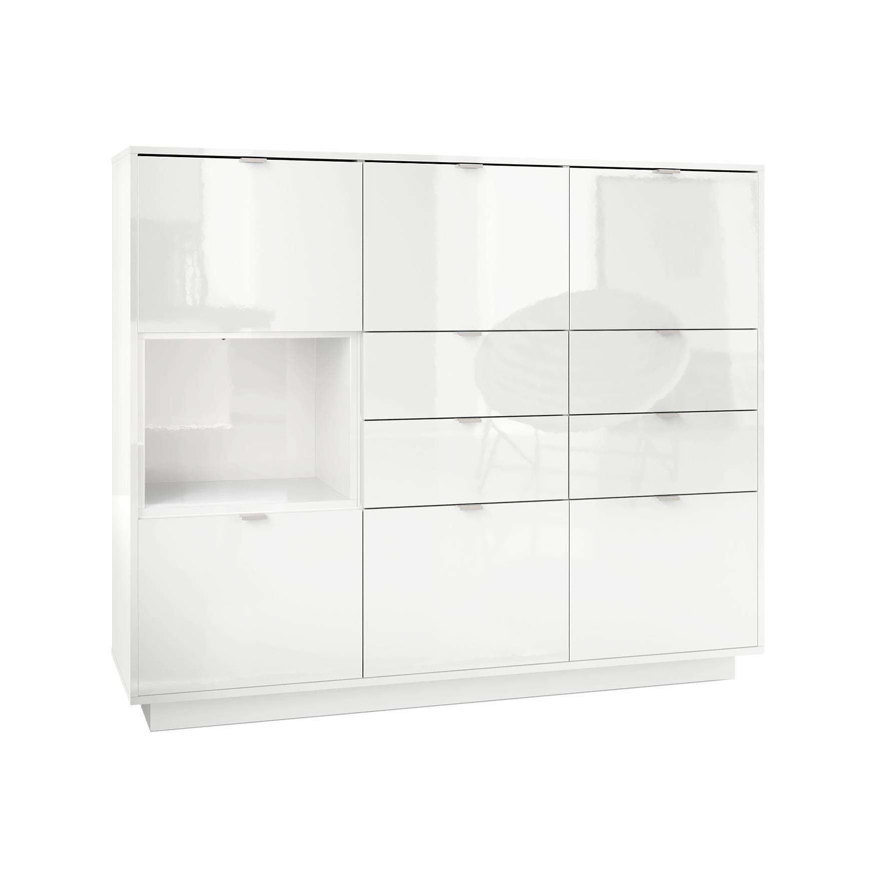 HIGHBOARD Metro Einsatz in Weiß Hochglanz - Weiß Hochglanz, Holzwerkstoff (153/123/38cm) - Vladon