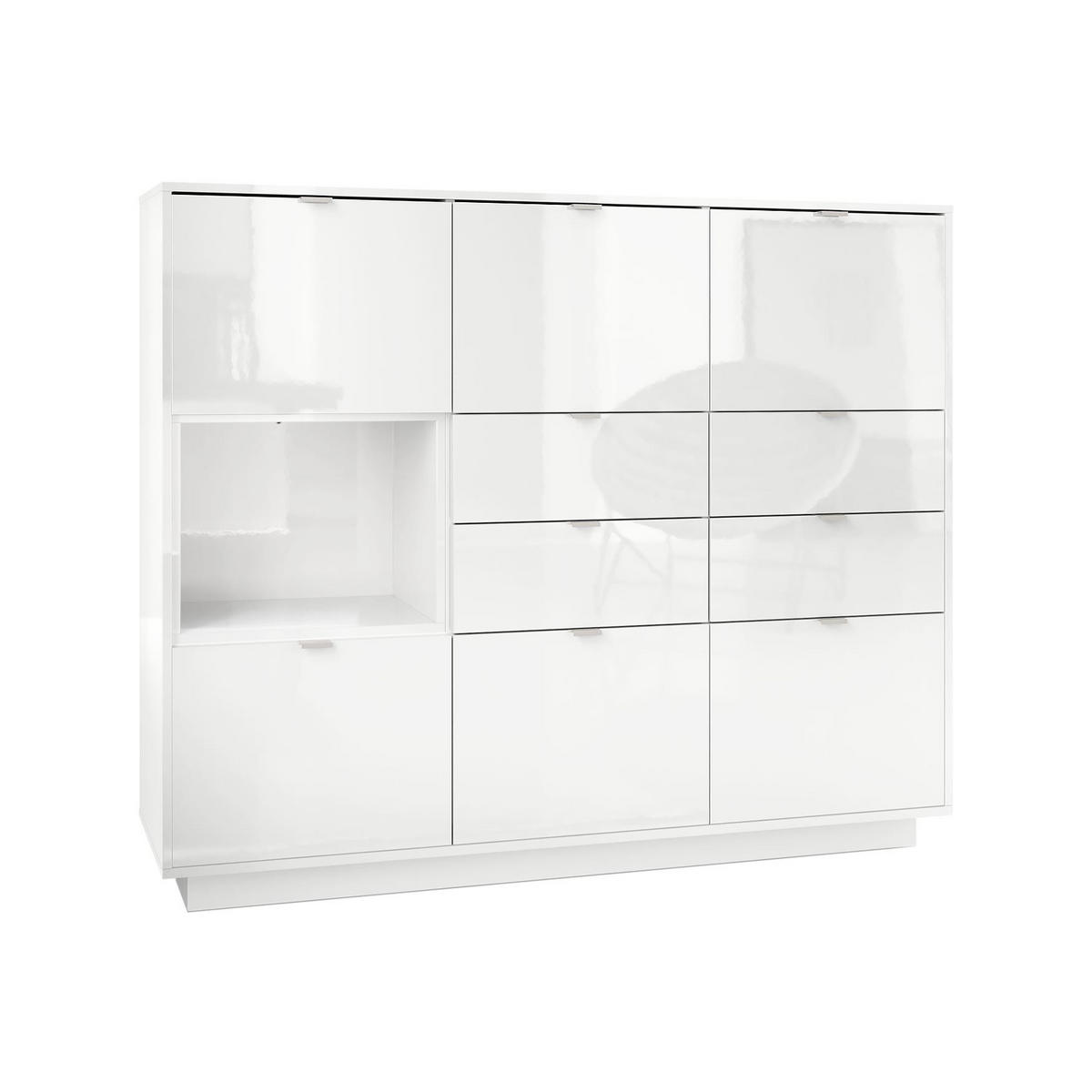 HIGHBOARD Metro Einsatz in Weiß Hochglanz - Weiß Hochglanz, Holzwerkstoff (153/123/38cm) - Vladon