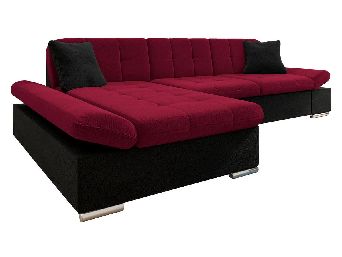 ECKSOFA Malwi, Seite: Links - Rot, Holz/Textil (278/161cm) - MIRJAN24