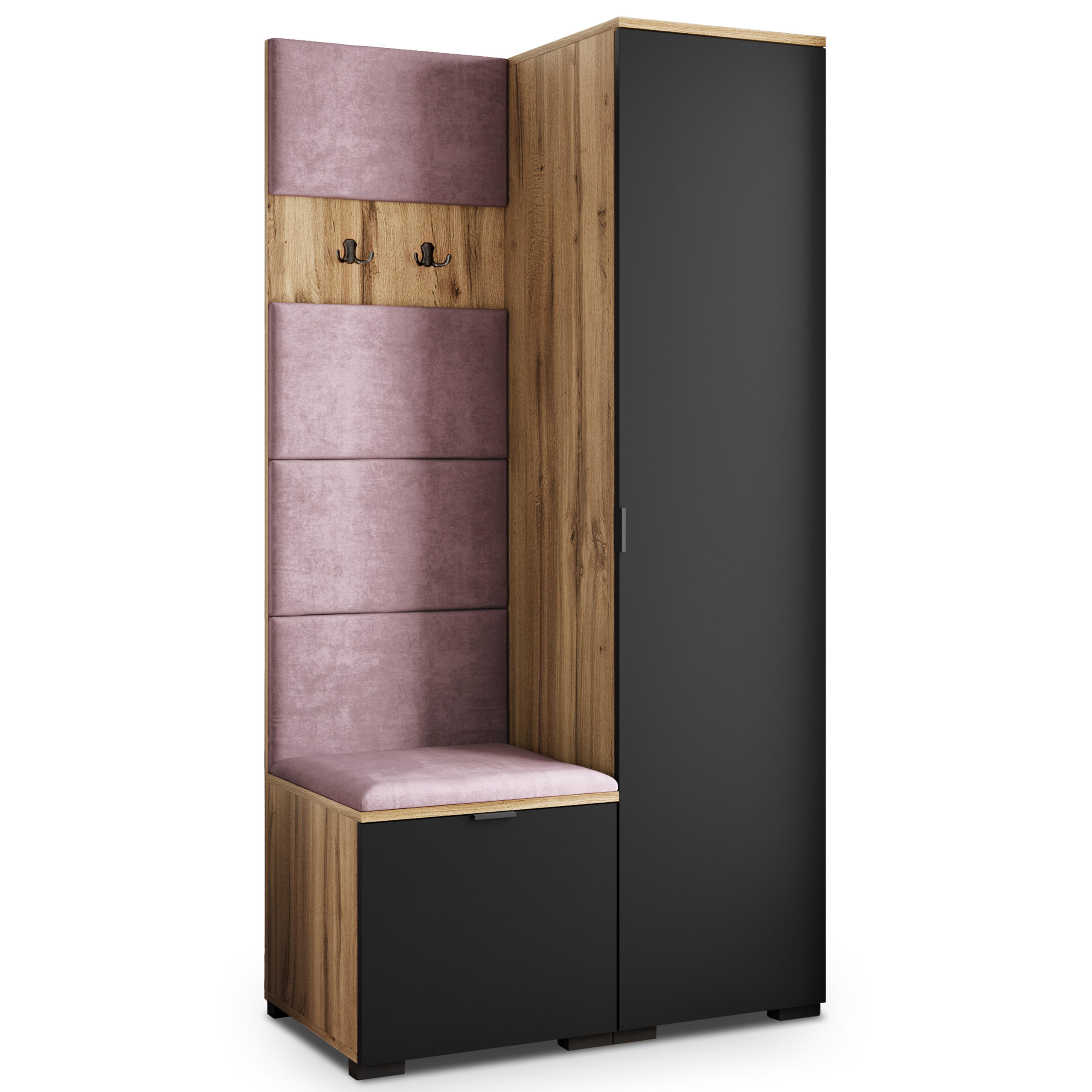 GARDEROBENSCHRANK LORI 95/181/51 cm Modern Garderobe-Set Eiche Wotan - Eiche Wotan/Lila, Holzwerkstoff (95/181/51cm) - MASSENO
